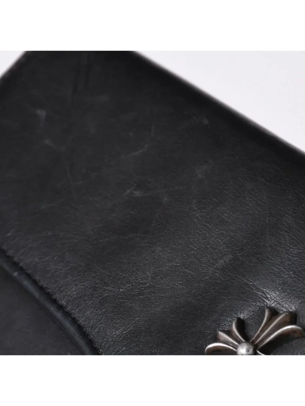Chrome Hearts Leather Clutch Vintage Model CH Cross Decoration Dagger 925